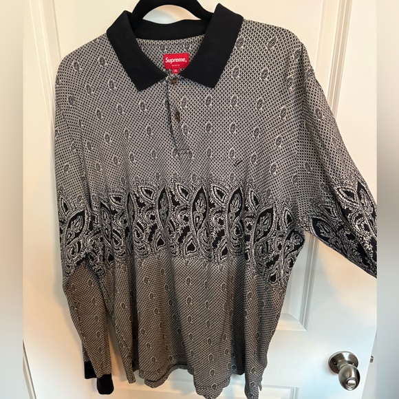 Supreme Other - Supreme Paisley L/S Polo FW16 Black